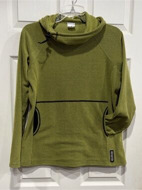 Melanzana Women’s Medium Micro Grid Hoodie Green Olive Jacket GUC Microgrid
